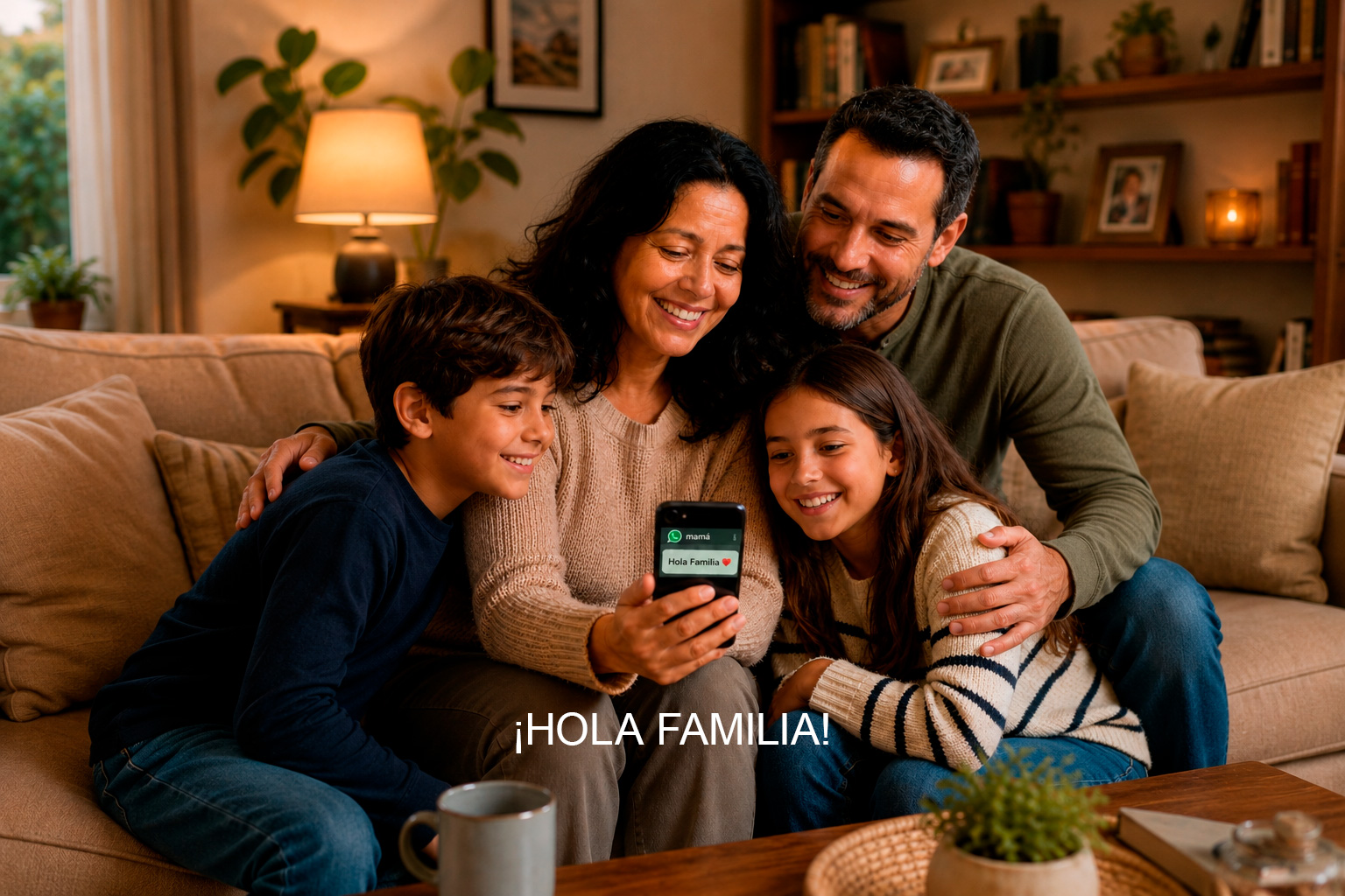 Family staying connected through WhatsApp